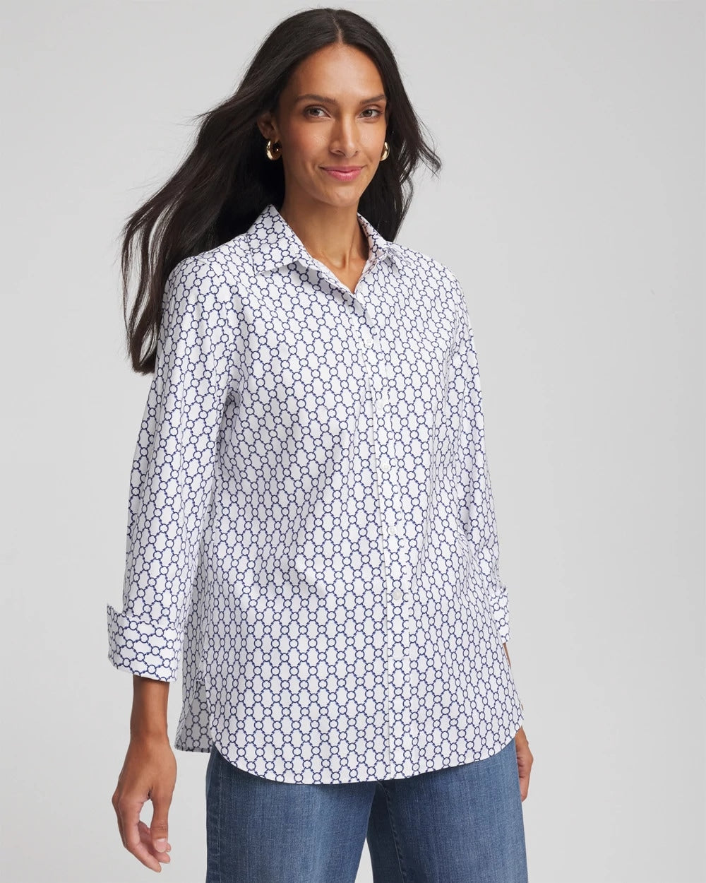 Chico's No Iron™  Chain Connection Shirt PASSPORT BLUE