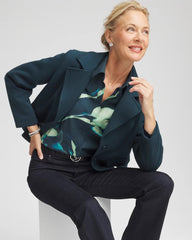 Chico's No Iron™ Glacial Flora Sateen Shirt TEAL SHADOW