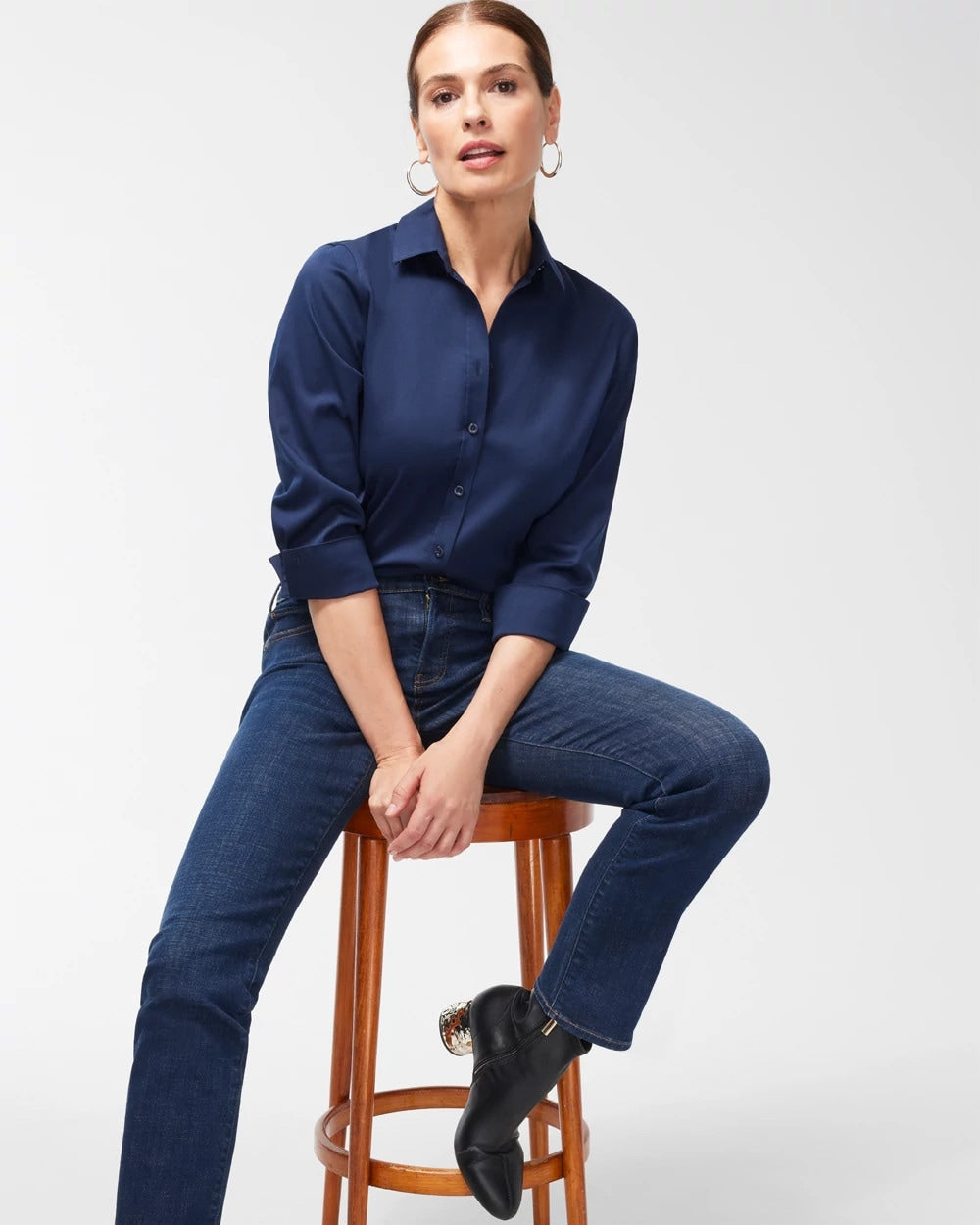 Chico's No Iron™ Stretch Shirt CLASSIC NAVY