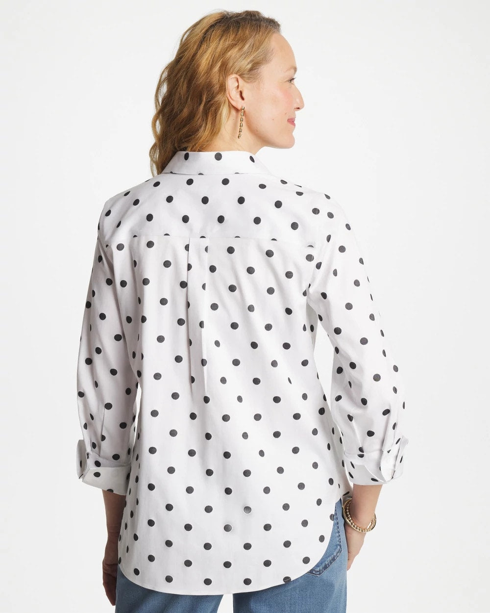 Chico's No Iron™ Stretch Perfect Dots Shirt OPTIC WHITE