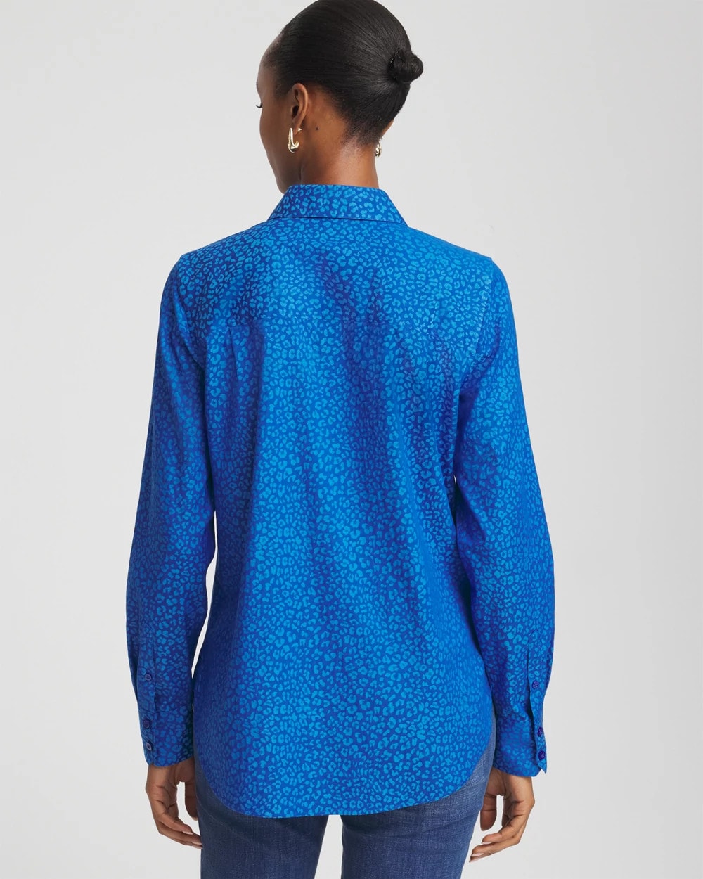 Chico's No Iron™ Jacquard Animal Motif Shirt COBALT STONE