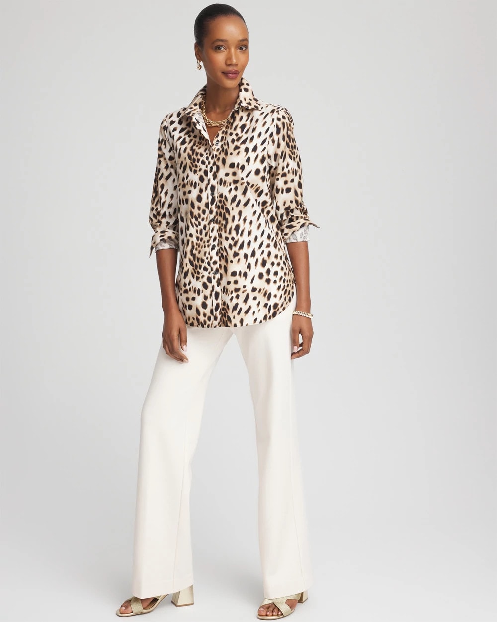 Chico's No Iron™ Animal Print Shirt CARAMEL APPLE