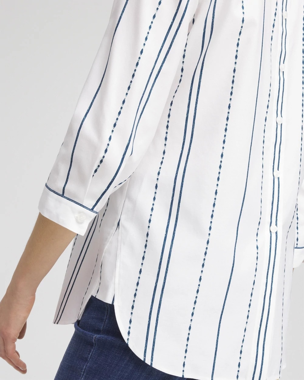 Chico's No Iron™ Striped Buttonback Stretch Tunic SEAPORT