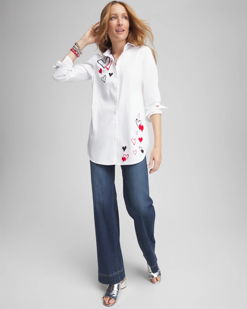 Chico's No Iron™ Valentine's Day Embroidered Tunic OPTIC WHITE