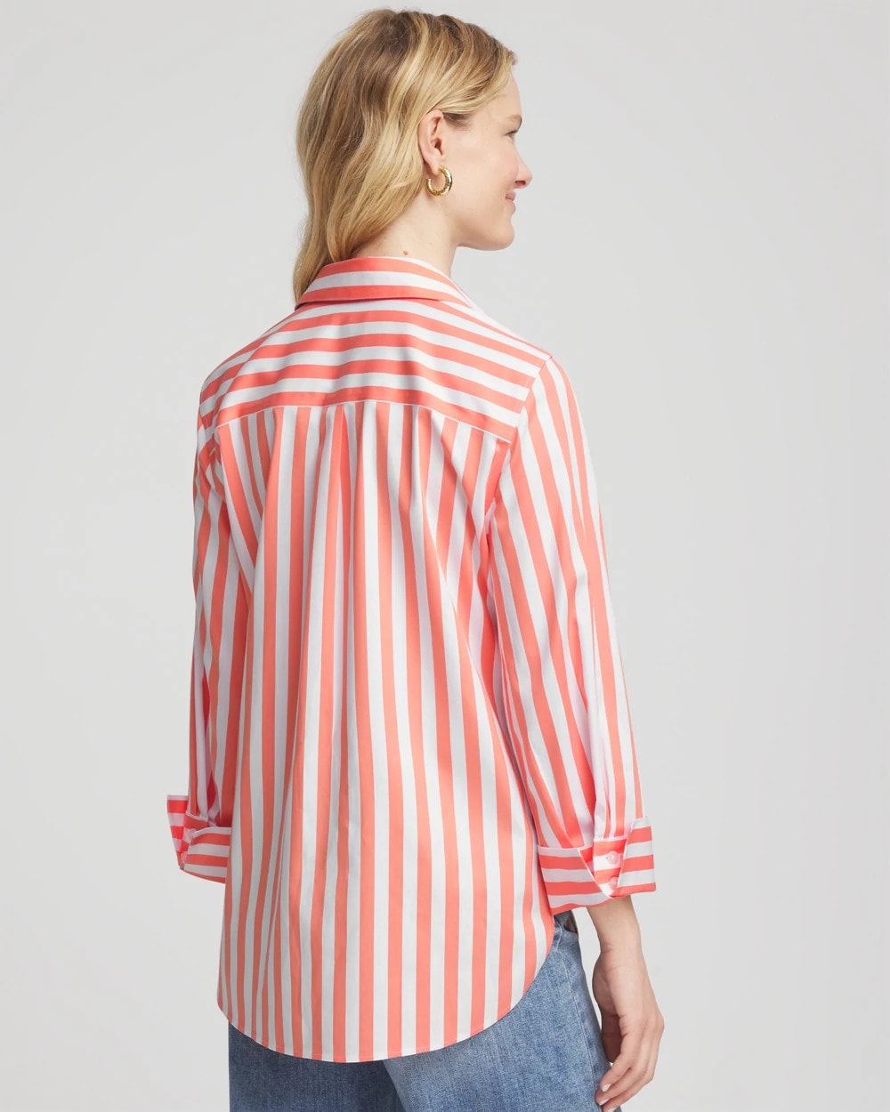 Chico's No Iron™ Vacation Stripes Shirt SUNSET PEACH