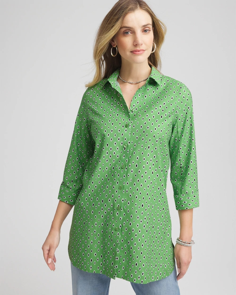 Chico's No Iron™ Geo-Print Tunic SALTED LIME