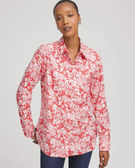 Chico's No Iron™ Long-Sleeved Folklore-Floral Shirt FOLKLORIC RED