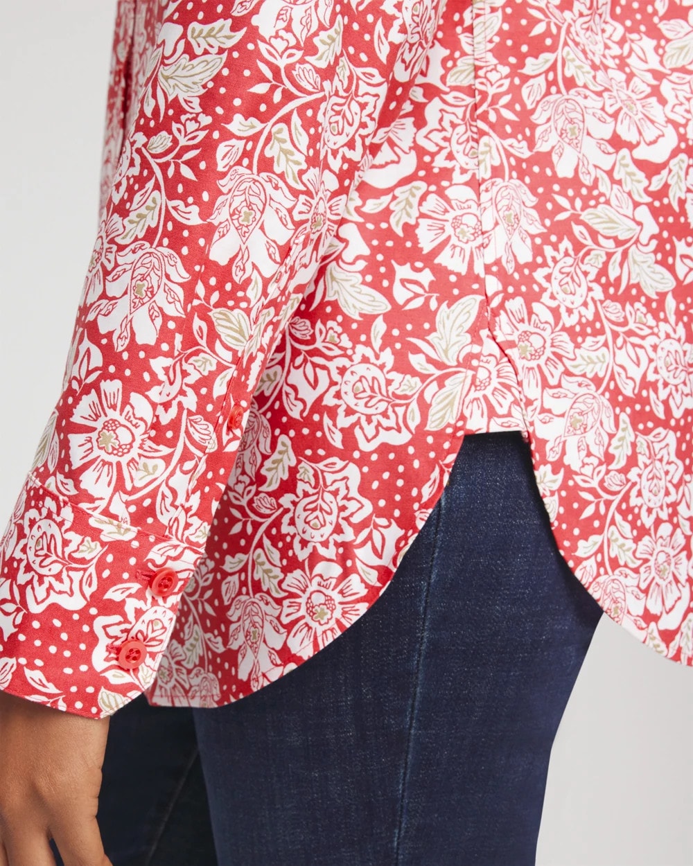 Chico's No Iron™ Long-Sleeved Folklore-Floral Shirt FOLKLORIC RED