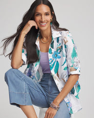 Chico's No Iron™ Floral Linen Shirt PARADISO BLUE