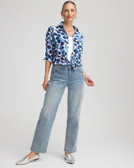 Chico's No Iron™ Printed Sateen Shirt PASSPORT BLUE