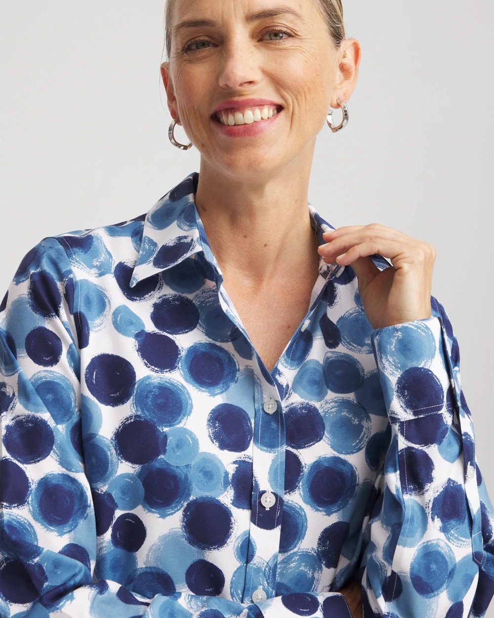 Chico's No Iron™ Printed Sateen Shirt PASSPORT BLUE