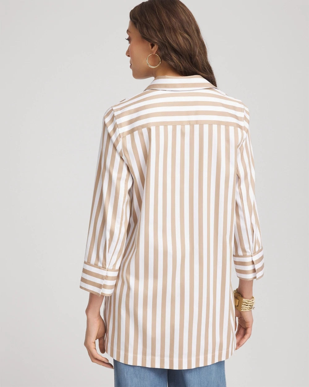 Chico's No Iron™ Neutral Striped Tunic CAFE AROMA