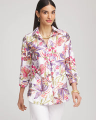 Chico's No Iron™ Tropical Floral Stretch Shirt PLUM SHADE