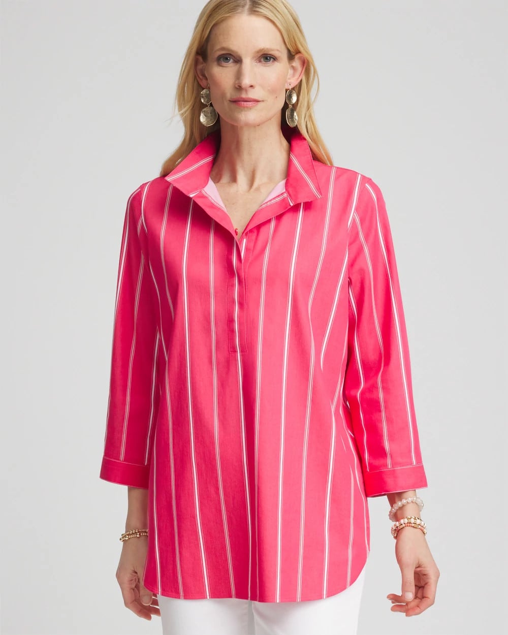 Chico's No Iron™ Stretch Stripe Tunic DRIED ROSES
