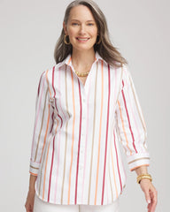 Chico's No Iron™ Striped Stretch-Sateen Shirt ECRU