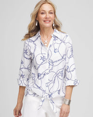 Chico's No Iron™ Seashell Tie-Front Top BLUE CASA