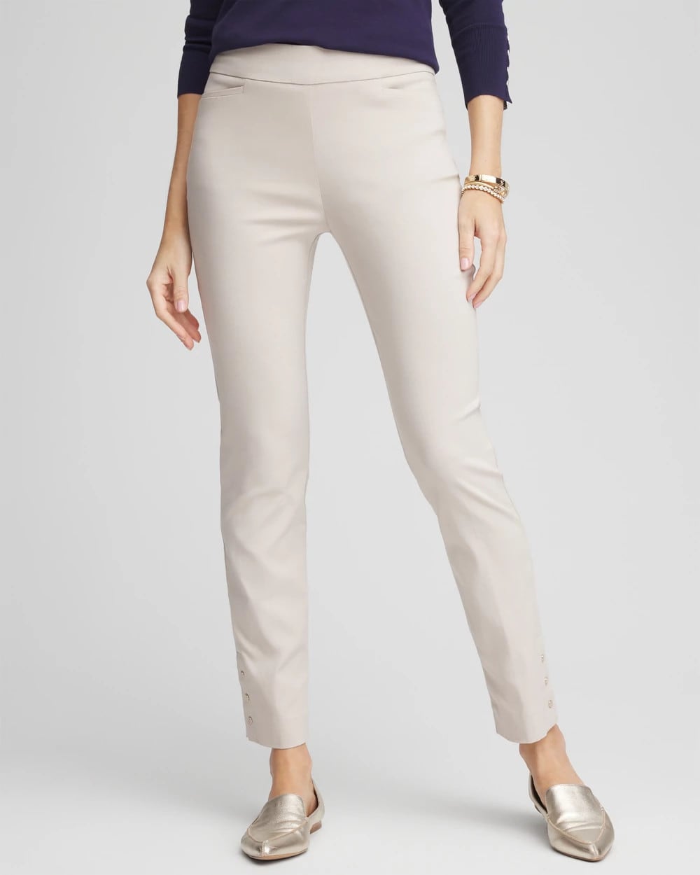 Chico's Brigitte™ Pull-On Slim Rivet Ankle Pants SMOKEY TAUPE
