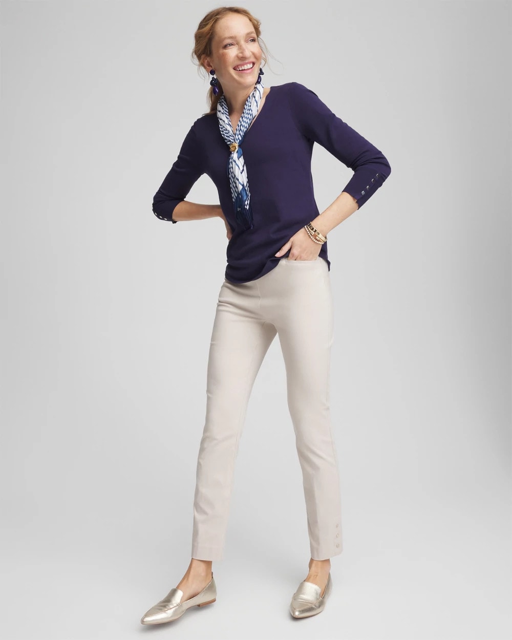 Chico's Brigitte™ Pull-On Slim Rivet Ankle Pants SMOKEY TAUPE
