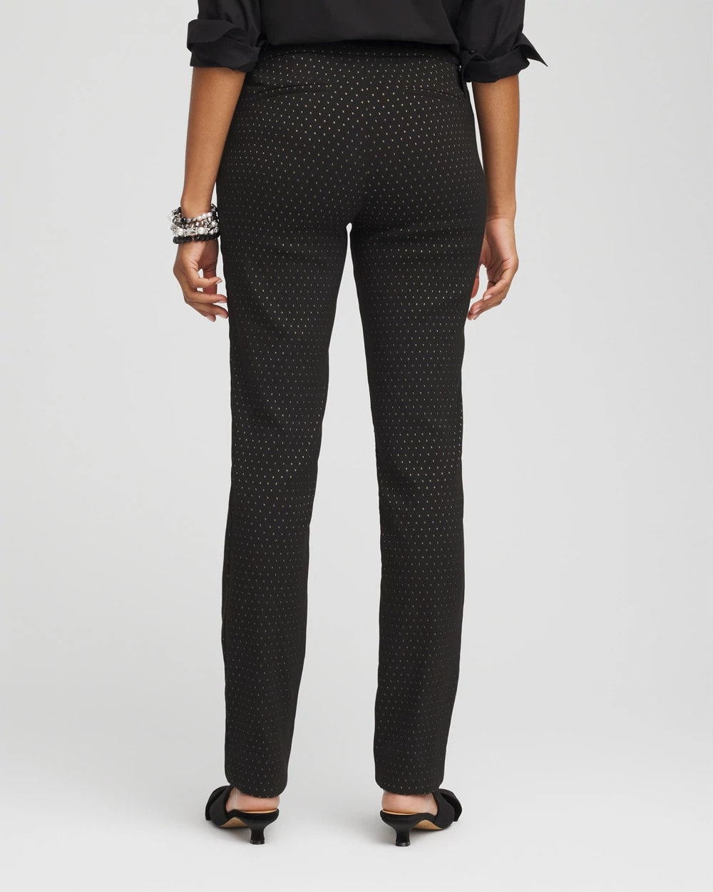 Chico's Brigitte™ Slim Full-Length Jacquard Pants BLACK