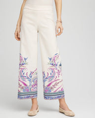 Chico's Brigitte™ Paisley Wide-Leg Cropped Pants VANILLA CREAM