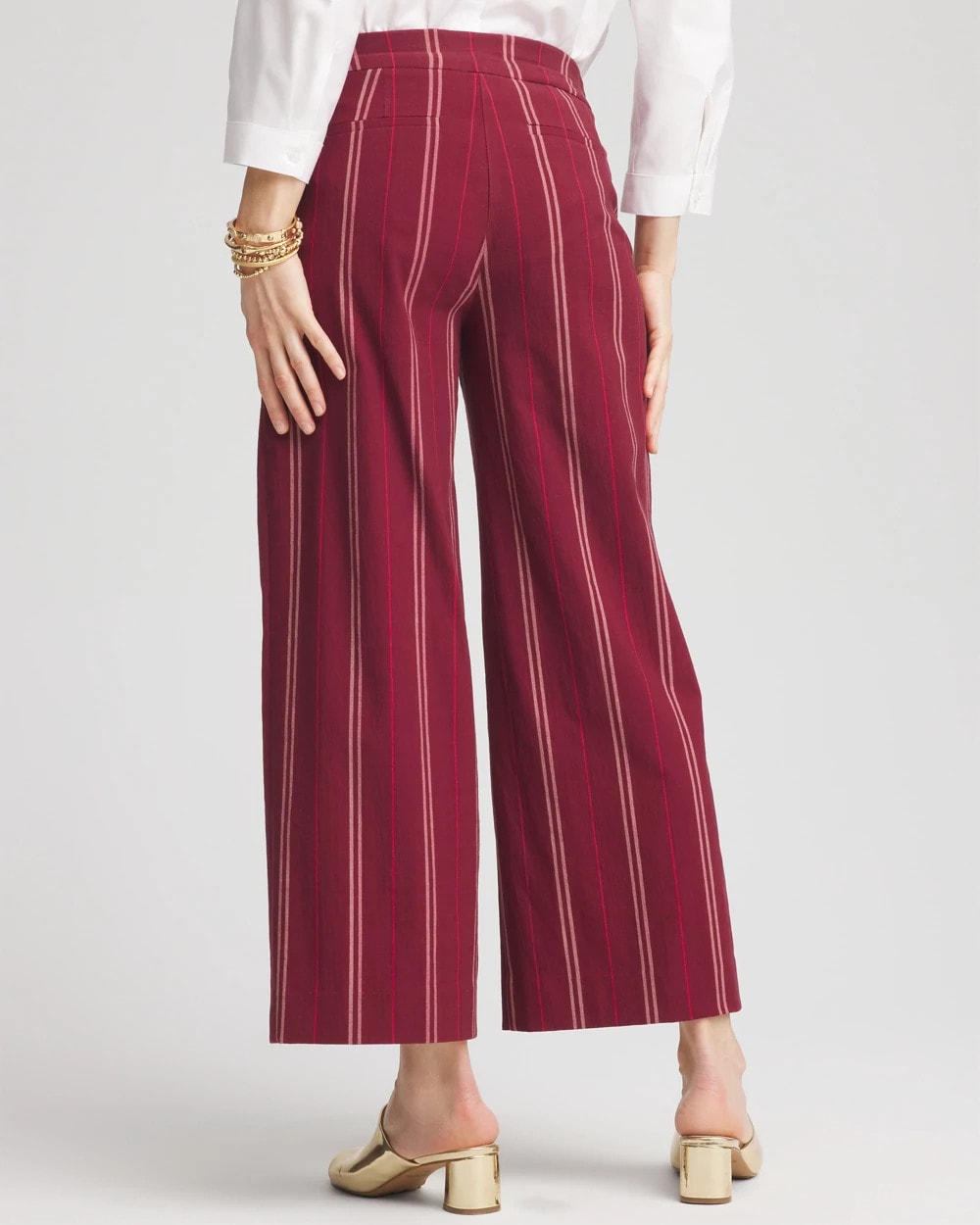 Chico's Brigitte™ Striped Slub Wide-Leg Cropped Pants BLACKCURRANT