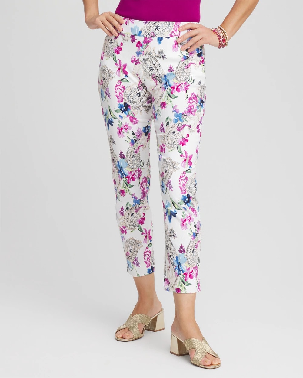 Chico's Brigitte™ Paisley Floral Cropped Pants ALABASTER