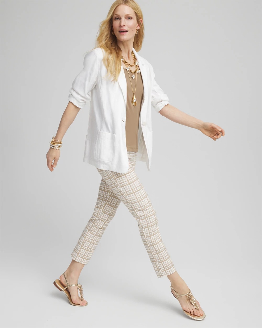 Chico's Brigitte™ Plaid Cropped Pants ALABASTER