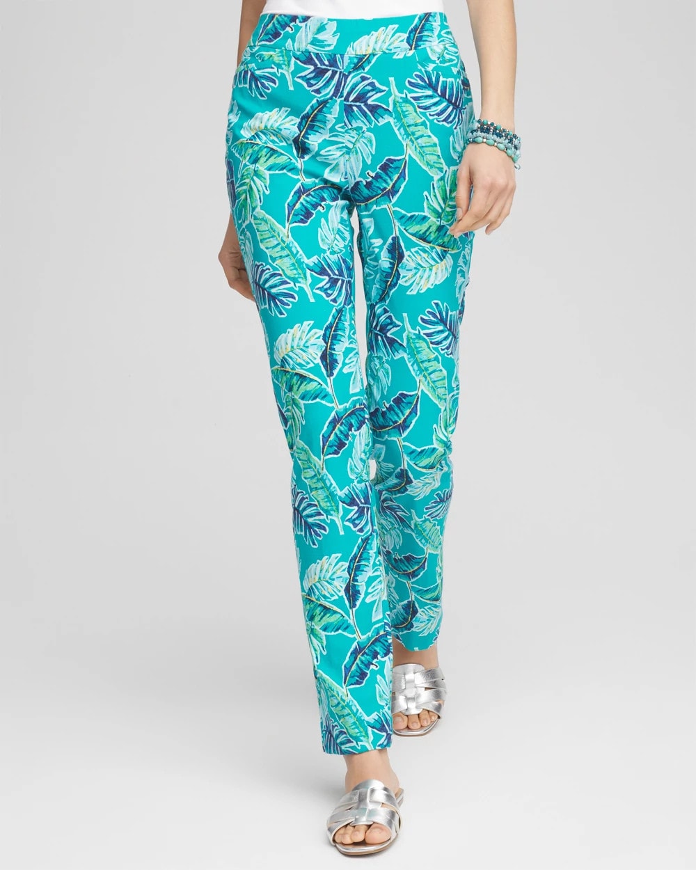 Chico's Brigitte™ Tropical  Slim Leg Pants SEASPRAY