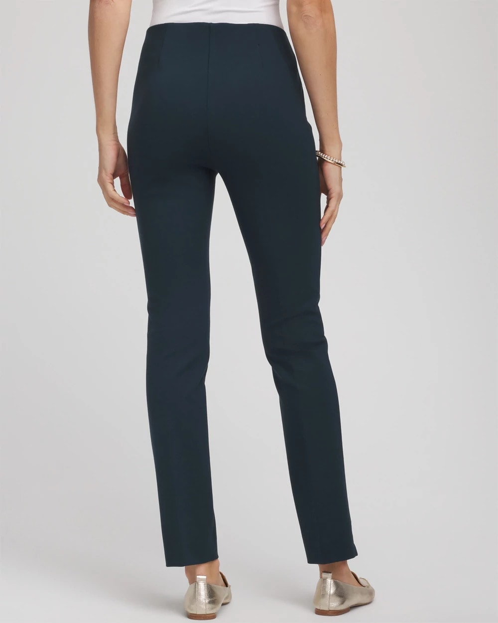 Chico's Juliet Slim Trim Detail Ankle Pants TEAL SHADOW