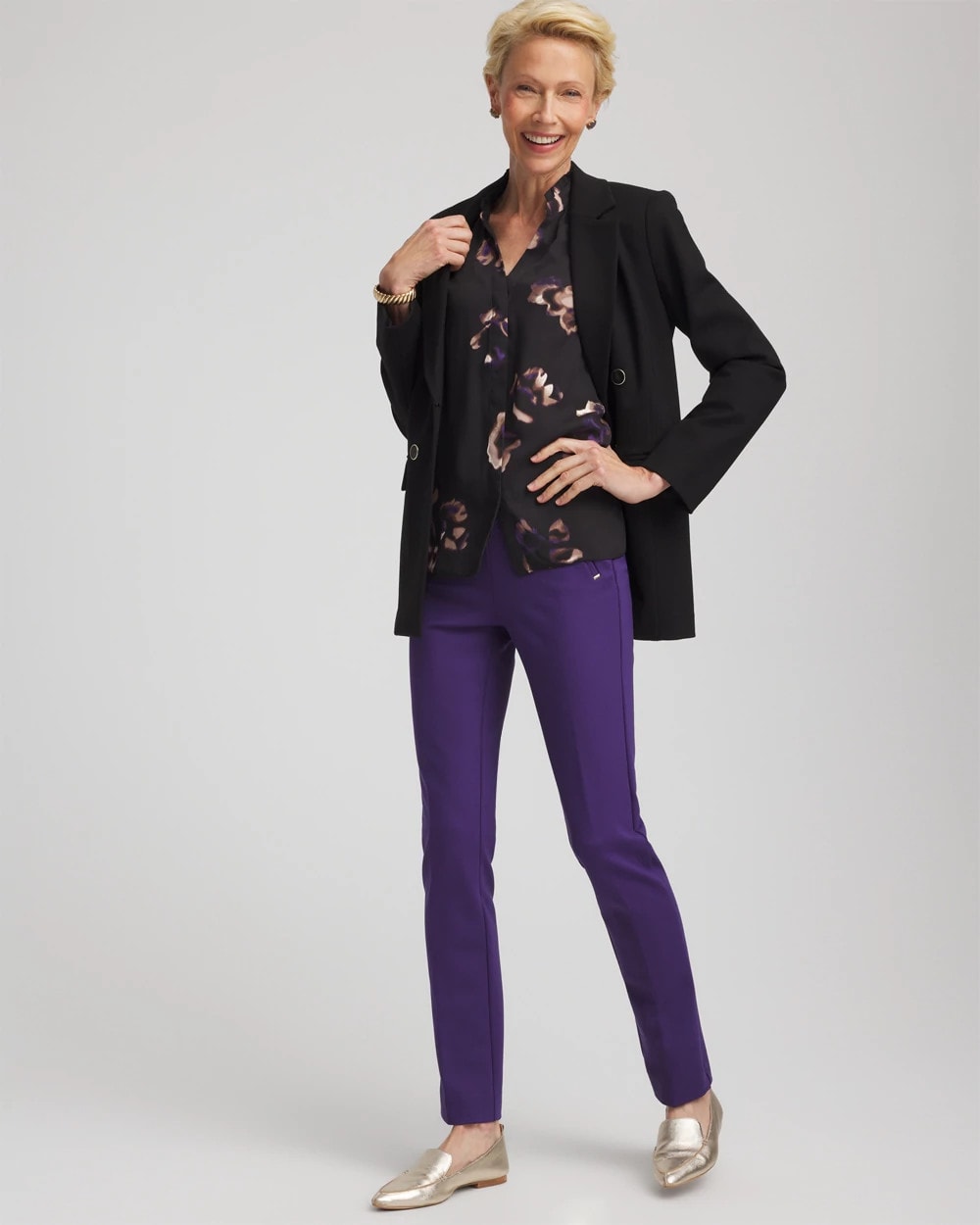 Chico's Juliet Slim Trim Detail Ankle Pants PURPLE ELIXIR