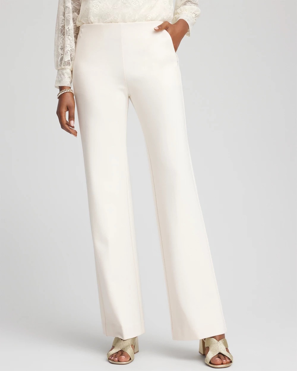 Chico's Juliet Wide Full Length Pant ENGLISH CREAM