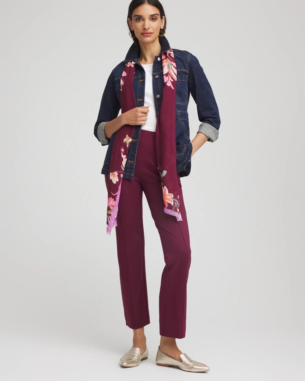 Chico's Juliet Straight Ankle Pants DEEP CHIANTI
