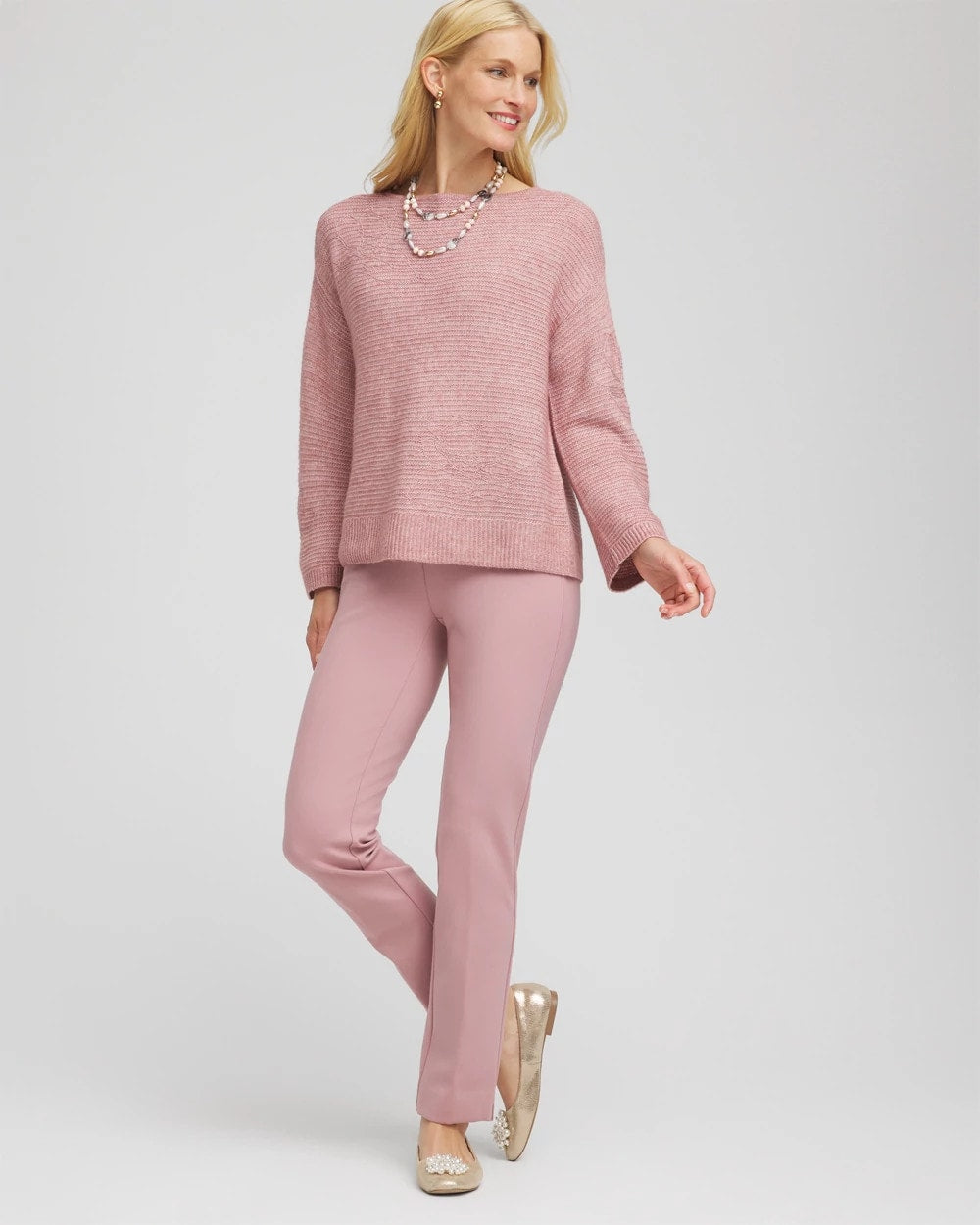 Chico's Juliet Slim Trim Detail Ankle Pants DUSTY ROSE