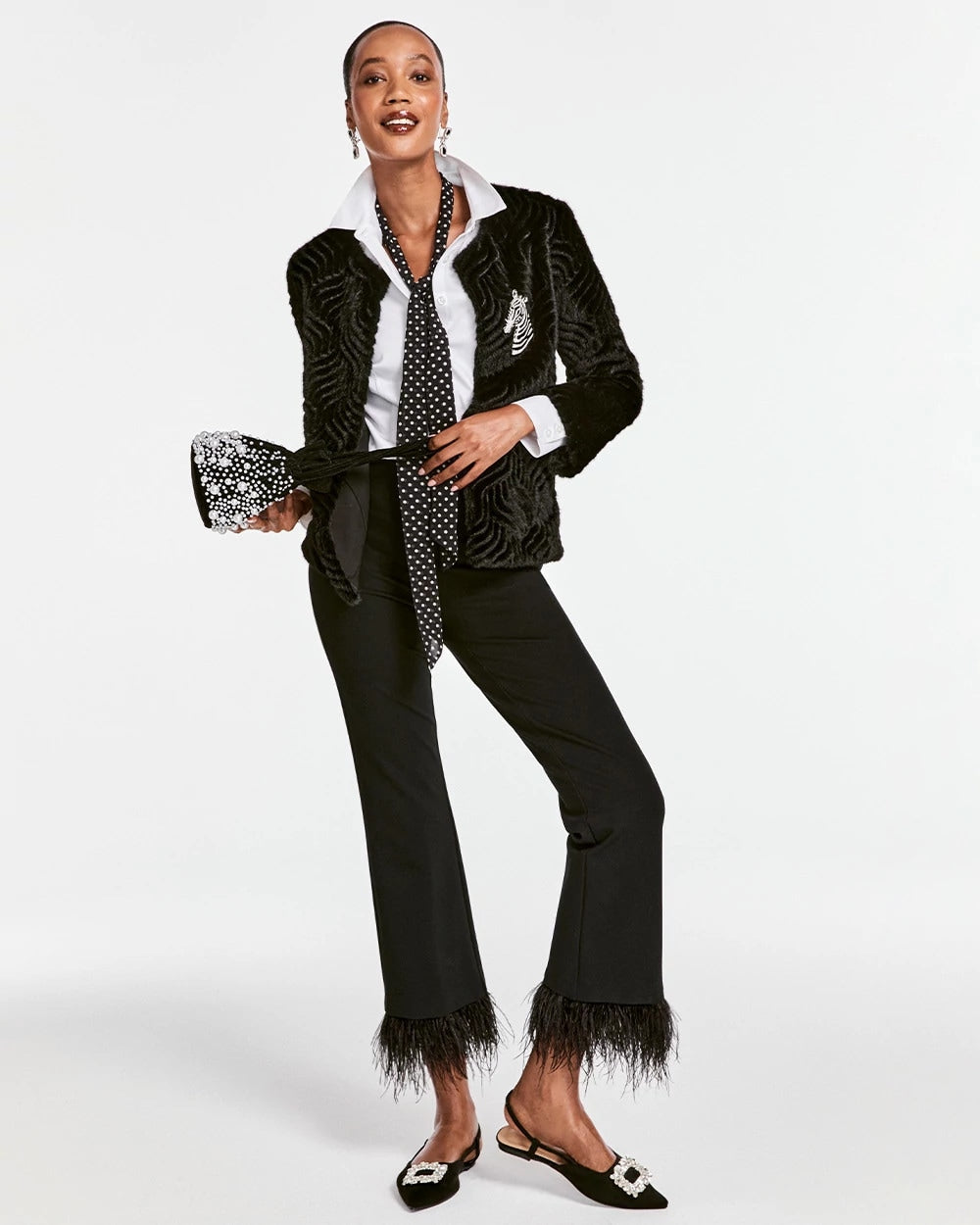 Chico's Juliet Feathered Flared Cropped Pants BLACK