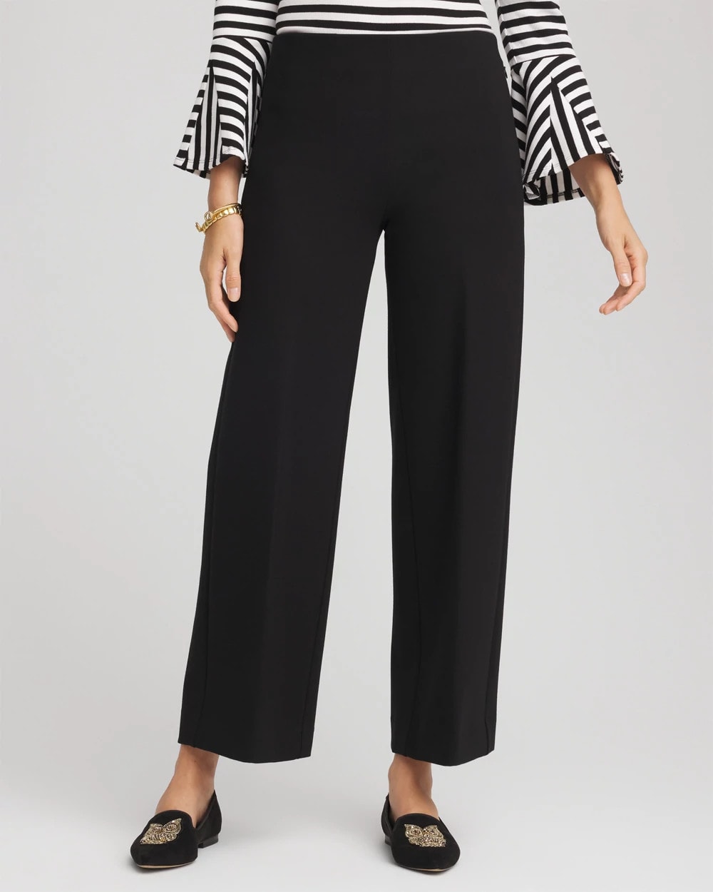 Chico's Juliet Slim Wide-Leg Cropped Pants BLACK