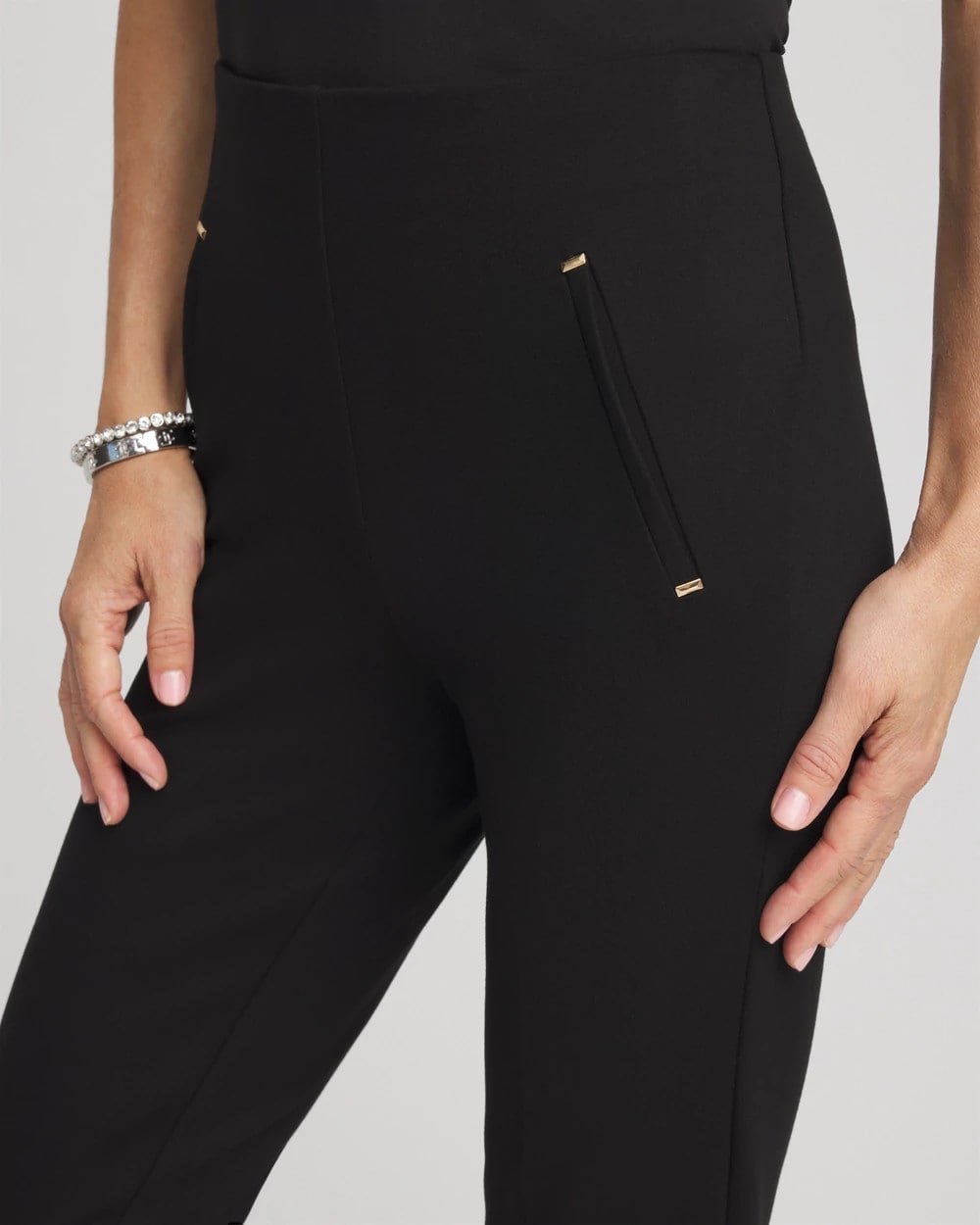 Chico's Juliet Slim Trim Detail Ankle Pants BLACK
