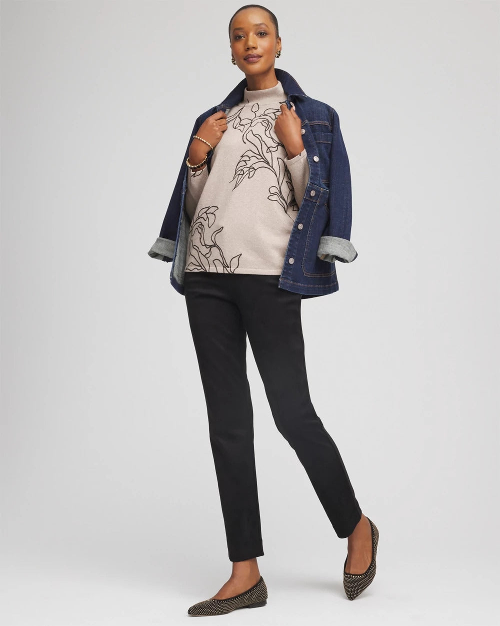 Chico's Faux Suede Juliet Slim Ankle Pants BLACK