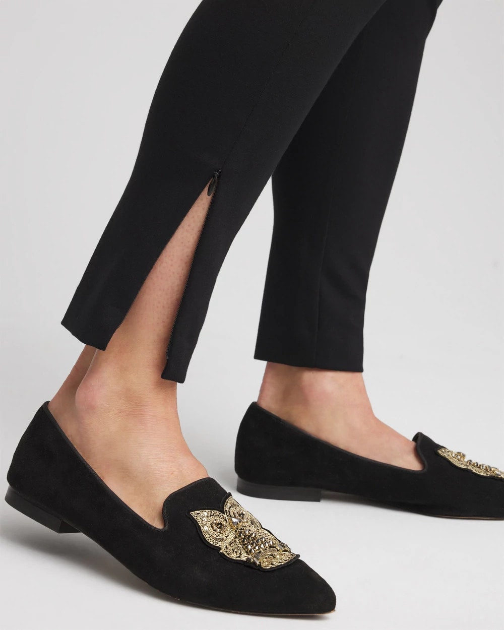 Chico's Juliet Slim Zip-Ankle Leggings BLACK