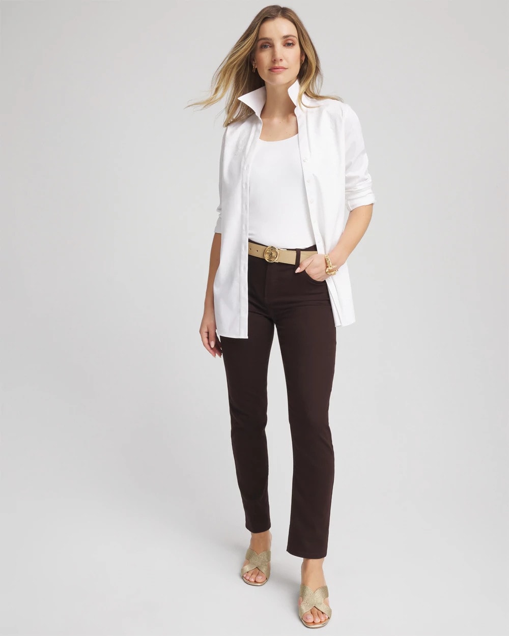 Chico's Girlfriend Slim Ankle Jeans COCOA BEAN