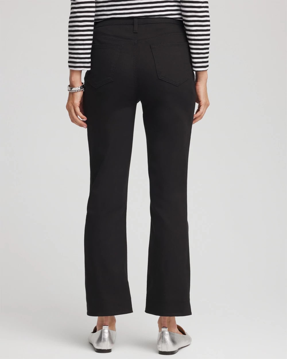 Chico's Cropped Girlfriend Kick-Flare Jeans BLACK