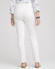 Chico's No-Stain Girlfriend Frayed Ankle Jeans ALABASTER
