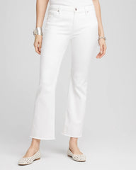Chico's No-Stain Girlfriend Frayed Flared Jeans ALABASTER