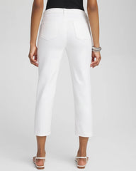 Chico's No Stain Girlfriend Cropped Jeans ALABASTER