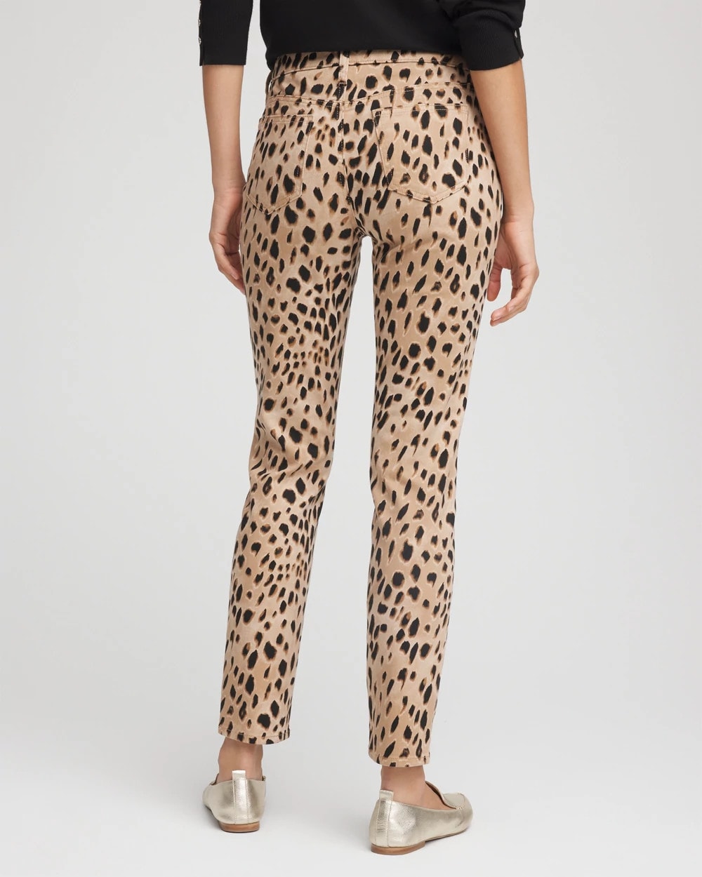 Chico's Leopard Girlfriend Slim Ankle Jeans CARAMEL APPLE